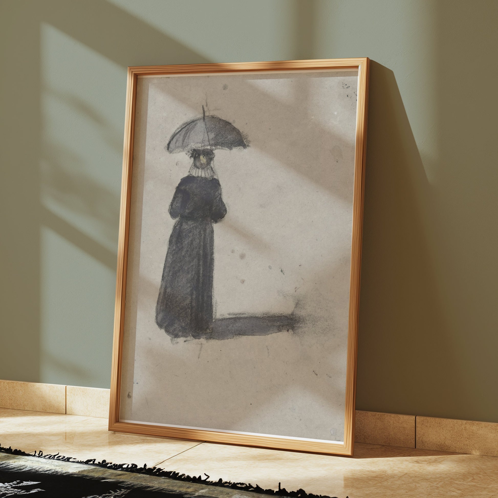 Premium Poster of Woman with Umbrella Shadow Striking Art Posters