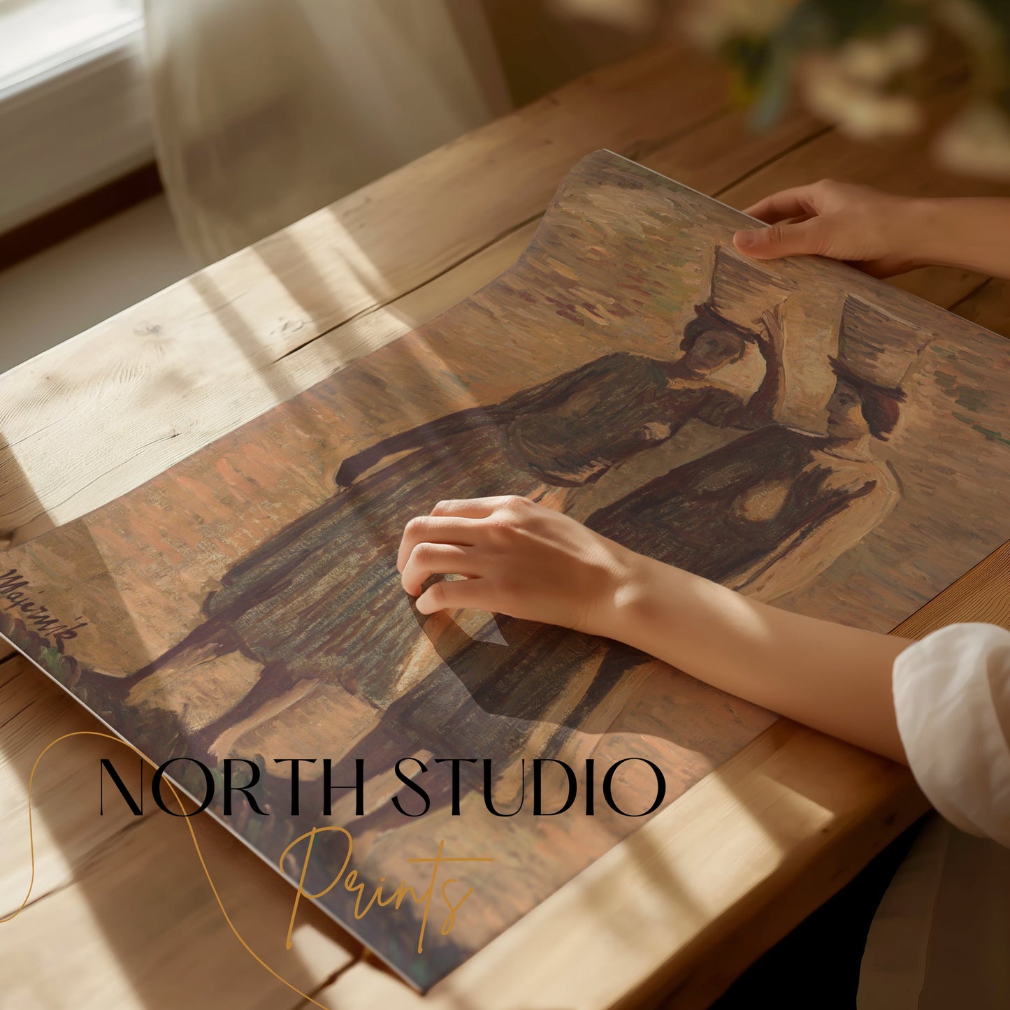 Premium Poster of Women Carrying Baskets Pastel Painting Posters