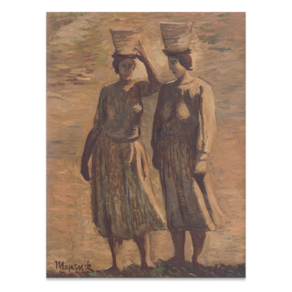 Premium Poster of Women Carrying Baskets Pastel Painting Posters