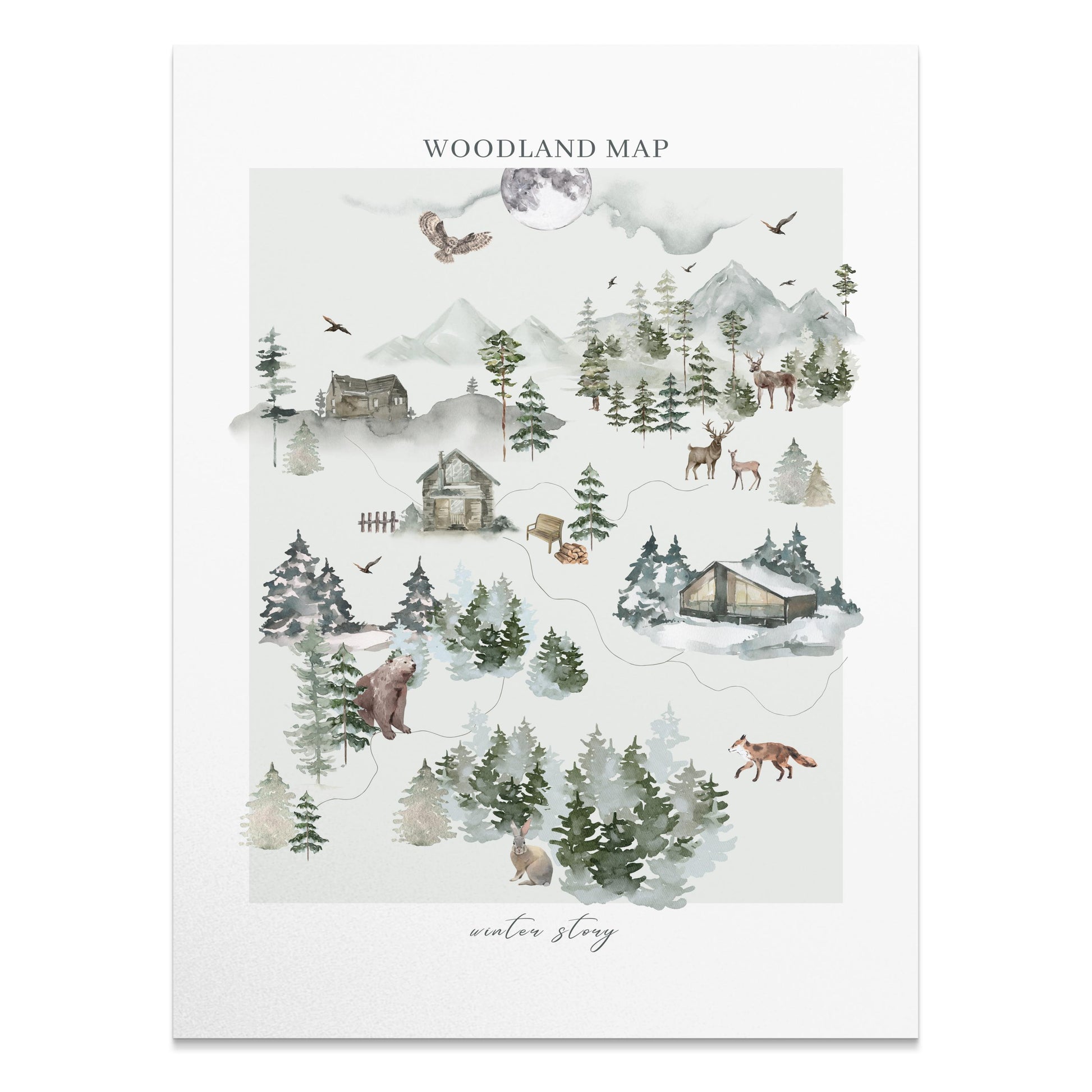 Premium Poster of Woodland Map Winter Story Posters