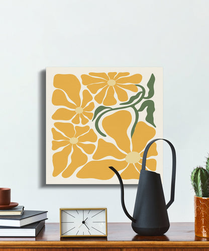 Premium Poster of Yellow Floral Wall Art Brighten Room with Canvas Wraps