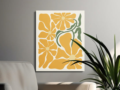 Premium Poster of Yellow Floral Wall Art Brighten Room with Canvas Wraps