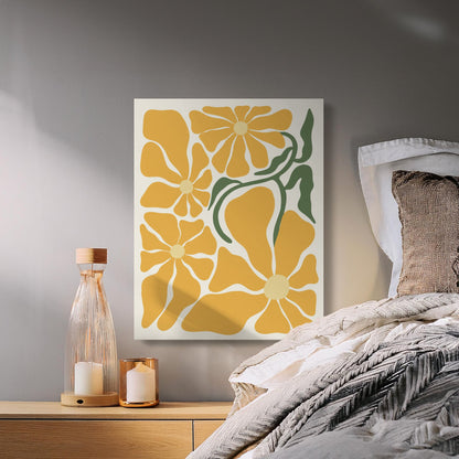 Premium Poster of Yellow Floral Wall Art Brighten Room with Canvas Wraps