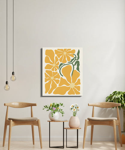 Premium Poster of Yellow Floral Wall Art Brighten Room with Canvas Wraps