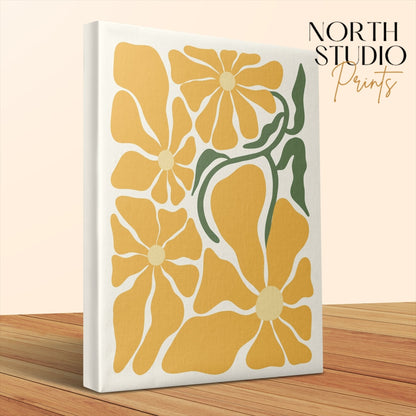Premium Poster of Yellow Floral Wall Art Brighten Room with Canvas Wraps