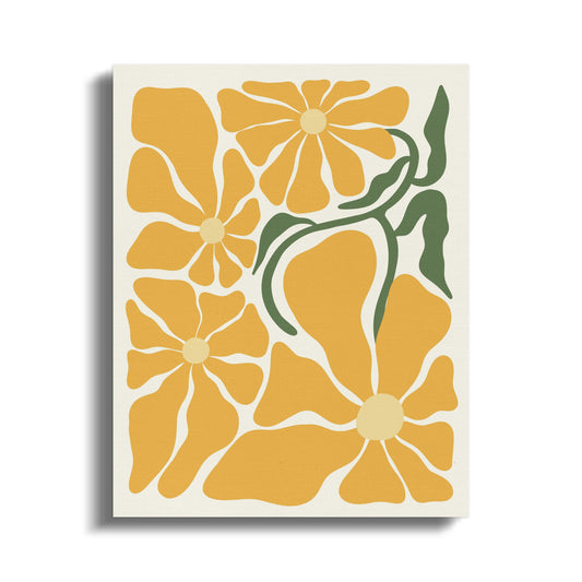 Premium Poster of Yellow Floral Wall Art Brighten Room with Canvas Wraps