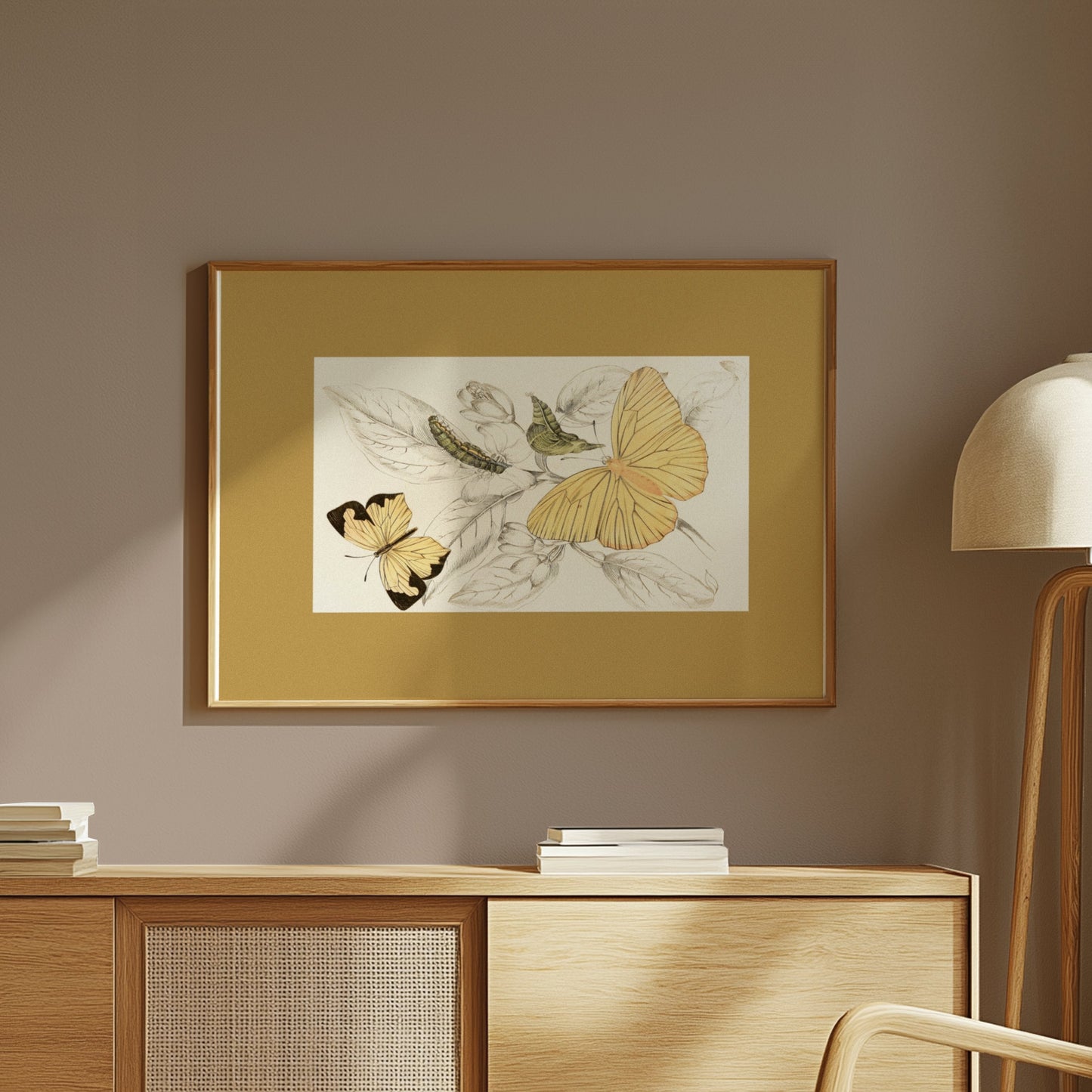 Premium Poster of Yellow and Black Butterfly Illustration Art Posters