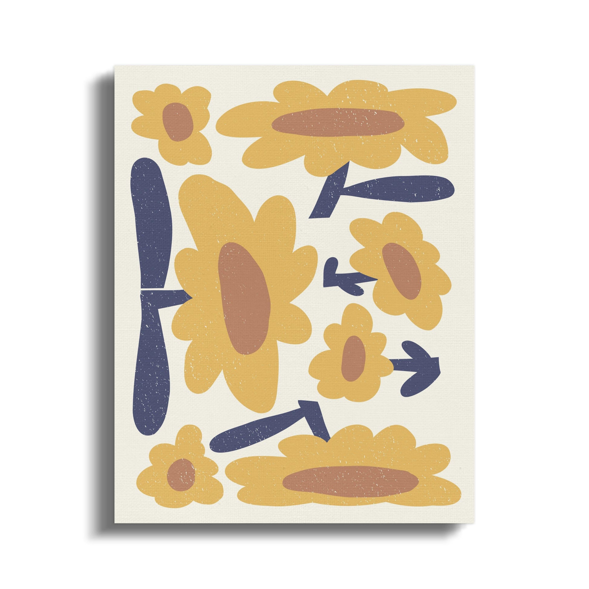 Premium Poster of Yellow and Blue Floral Wall Art Canvas Wraps