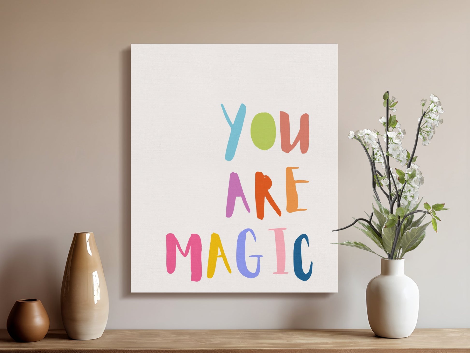 Premium Poster of You Are Magic Colorful Letters Nursery Canvas Wraps