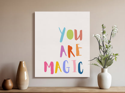 Premium Poster of You Are Magic Colorful Letters Nursery Canvas Wraps