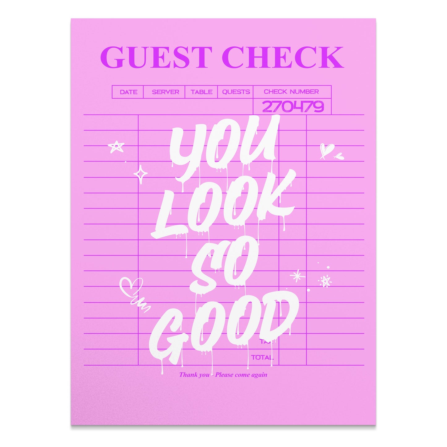 Premium Poster of You Look So Good Guest Check Aesthetic Wall Posters