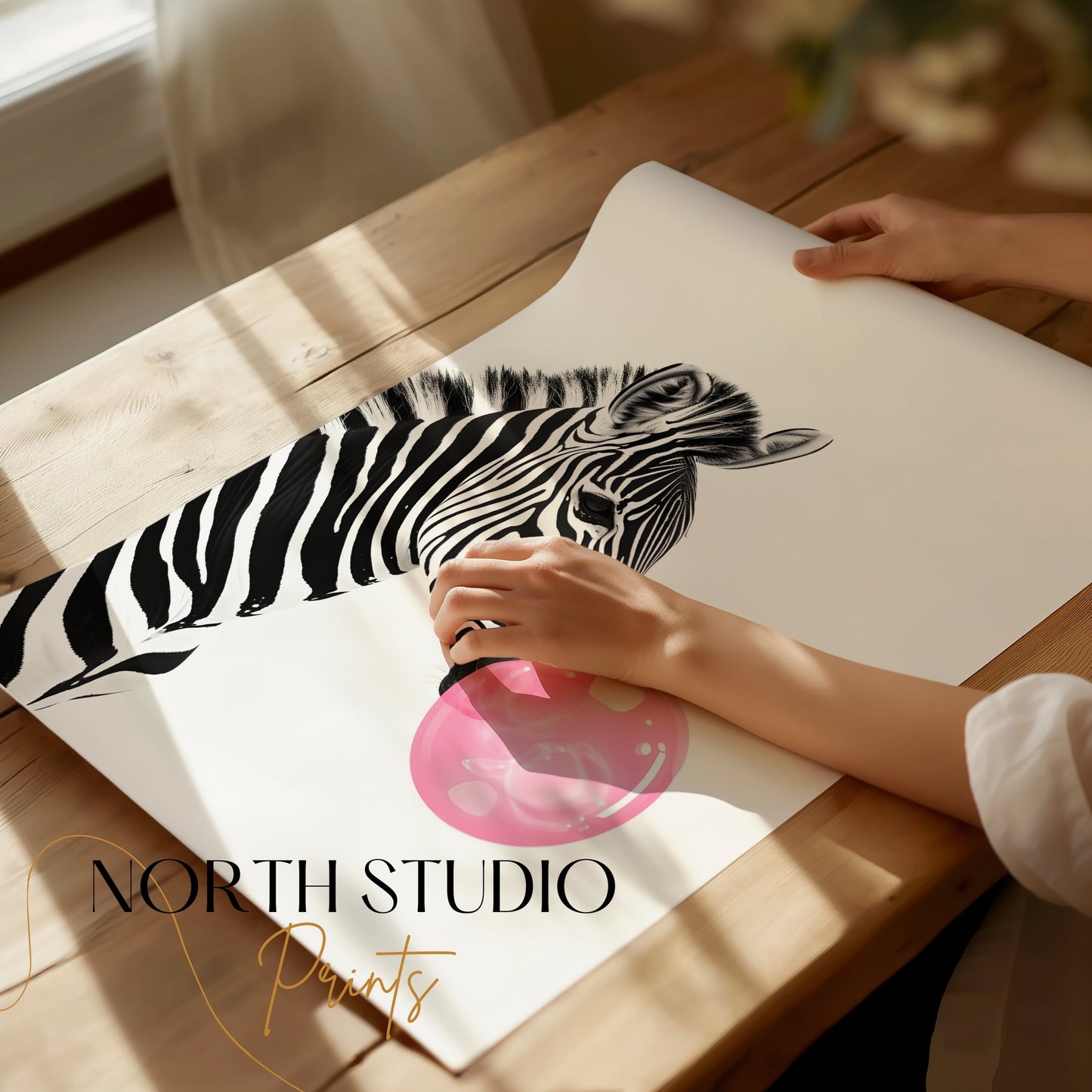 Premium Poster of Zebra Blowing Bubble Gum Art Print Animal Wall Posters