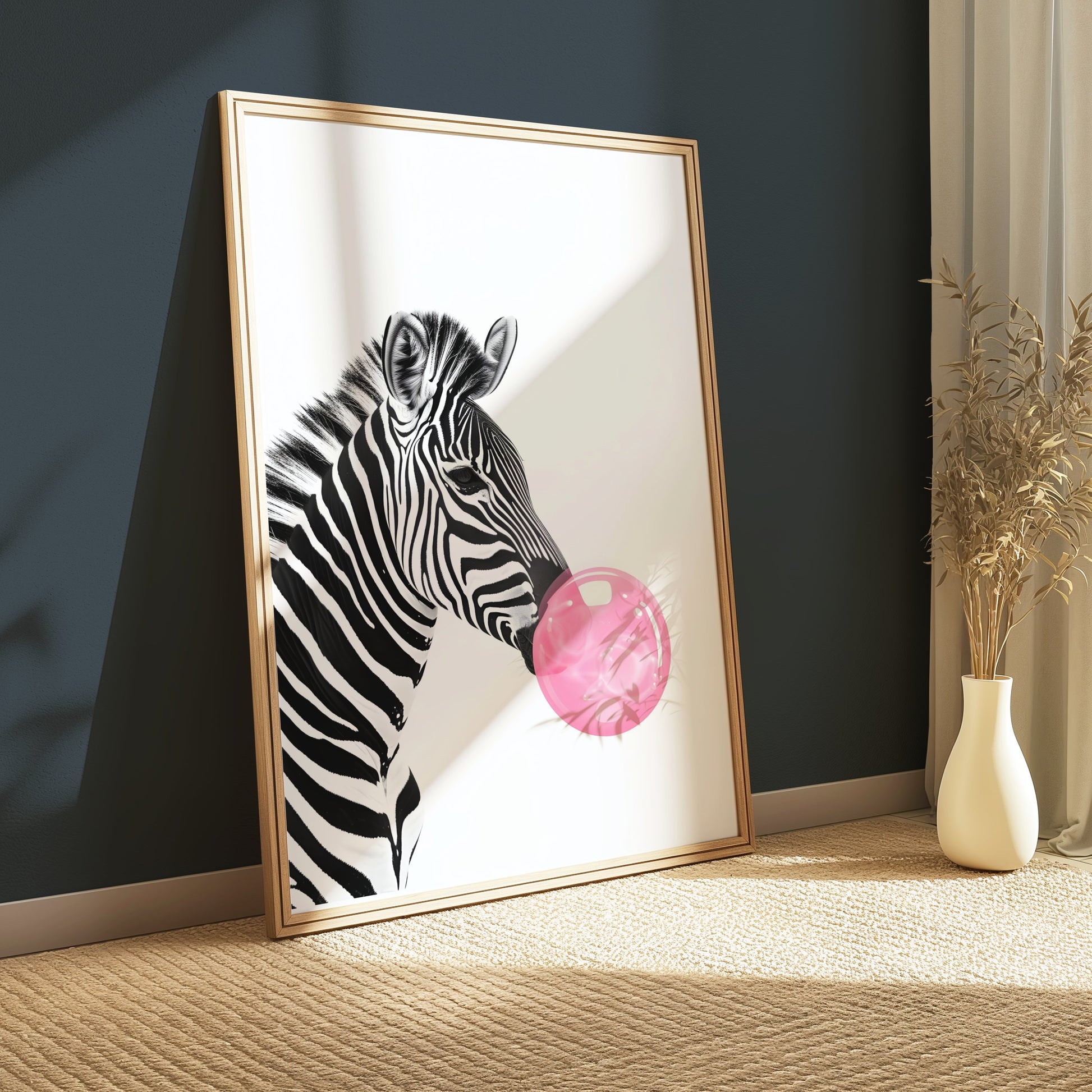 Premium Poster of Zebra Blowing Bubble Gum Art Print Animal Wall Posters
