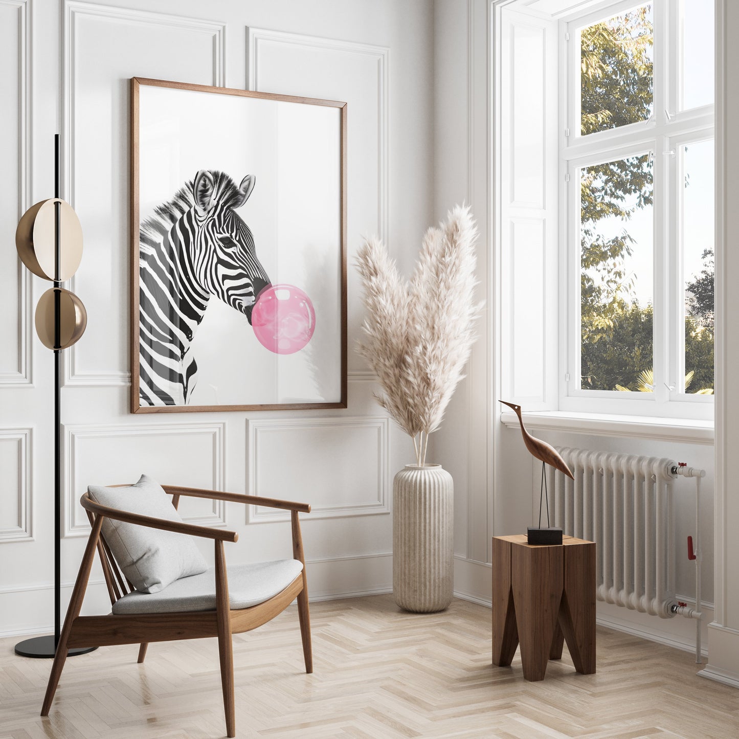 Premium Poster of Zebra Blowing Bubble Gum Art Print Animal Wall Posters