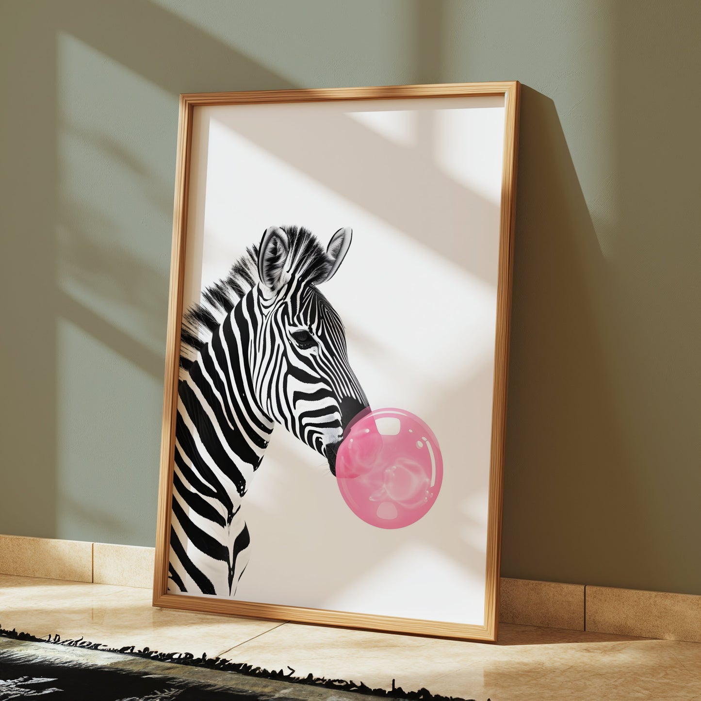 Premium Poster of Zebra Blowing Bubble Gum Art Print Animal Wall Posters
