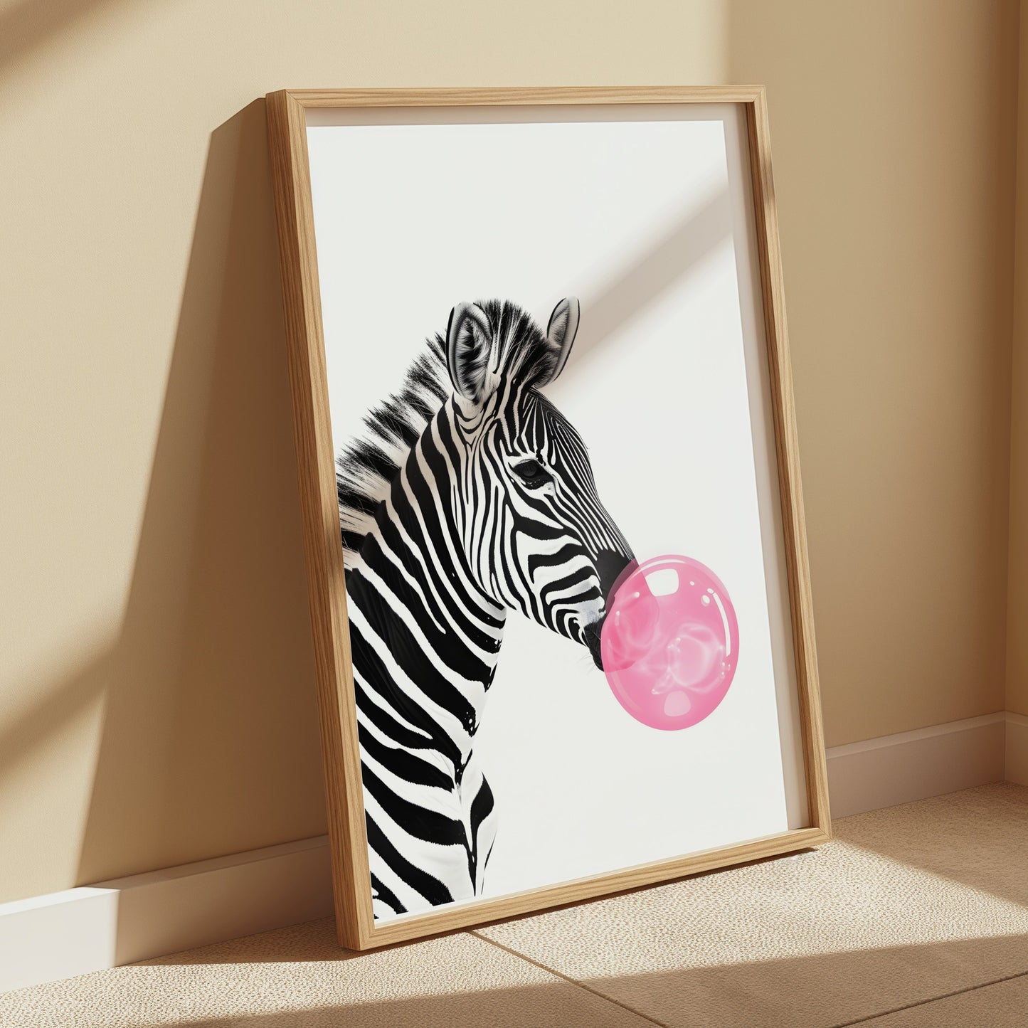 Premium Poster of Zebra Blowing Bubble Gum Art Print Animal Wall Posters