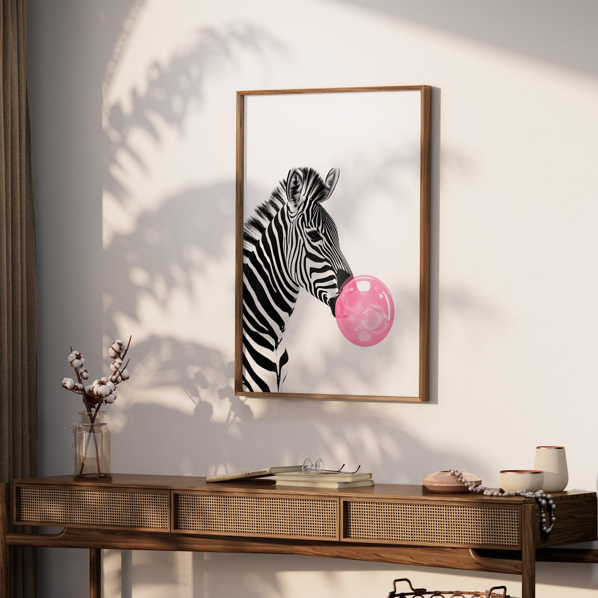 Premium Poster of Zebra Blowing Bubble Gum Art Print Animal Wall Posters