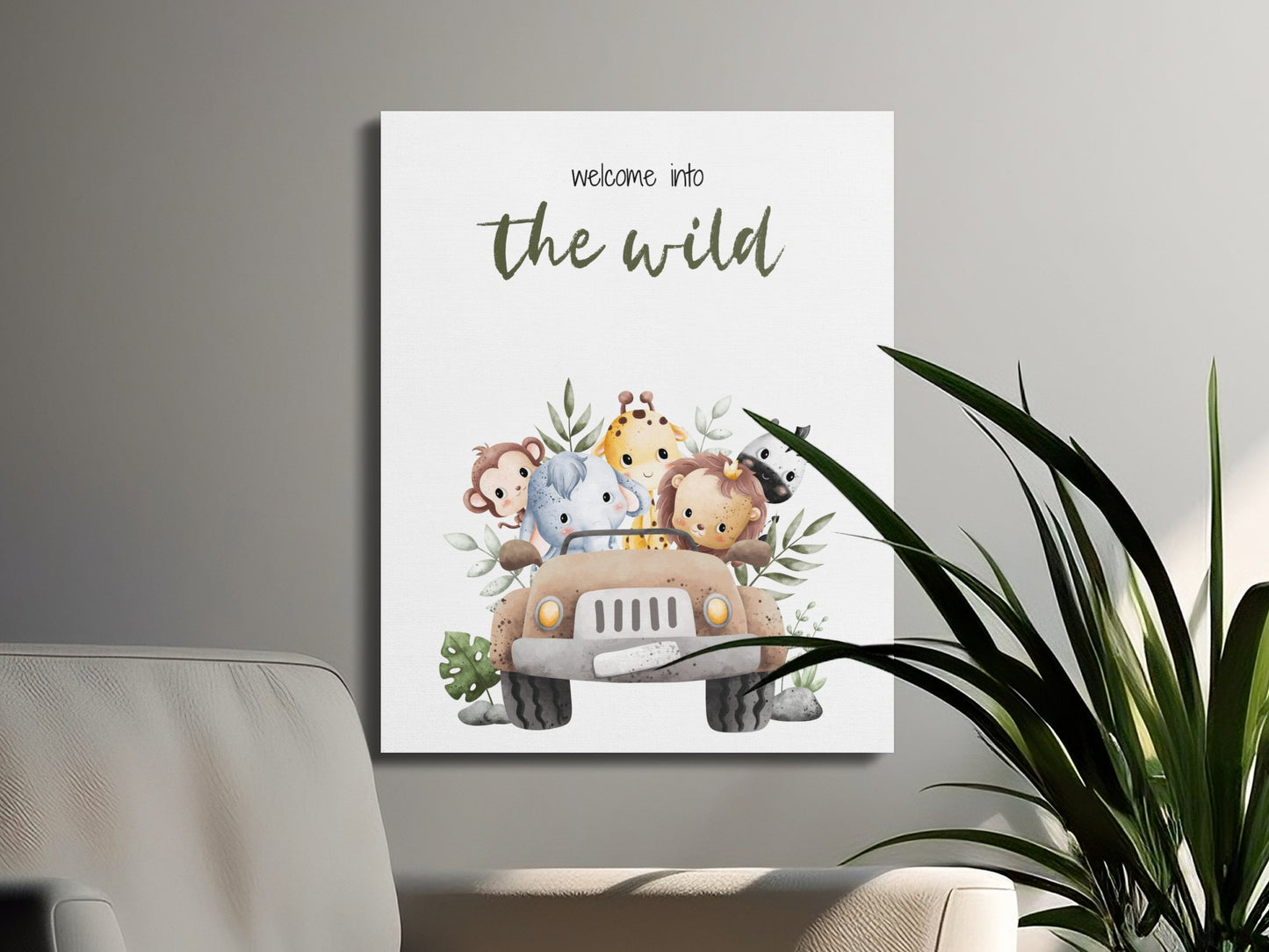 Premium Poster of Welcome Into The Wild Nursery Wall Art Canvas Wraps