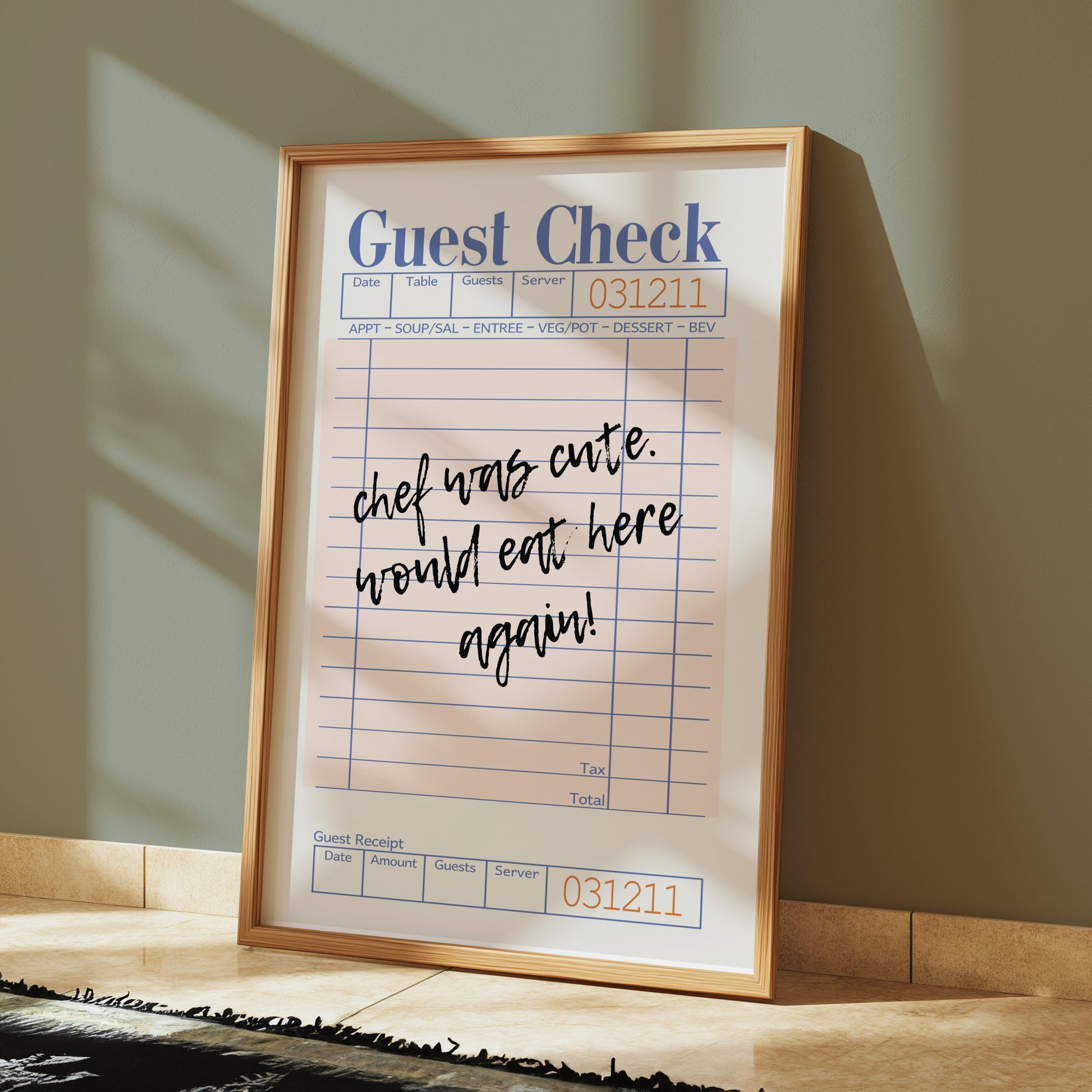 Premium Poster of Custom Message Retro Guest Check Art Decor Posters