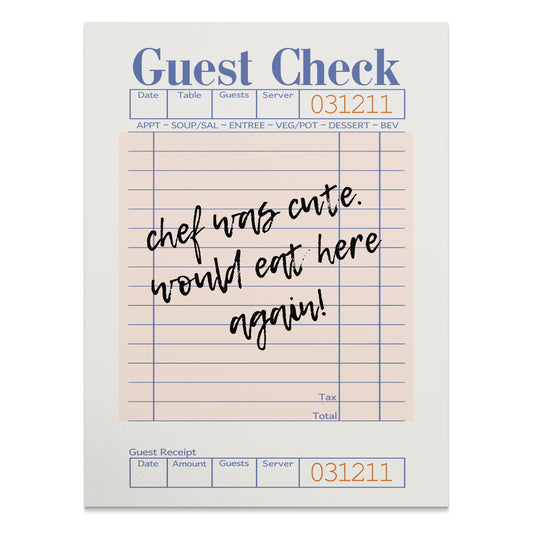 Premium Poster of Custom Message Retro Guest Check Art Decor Posters