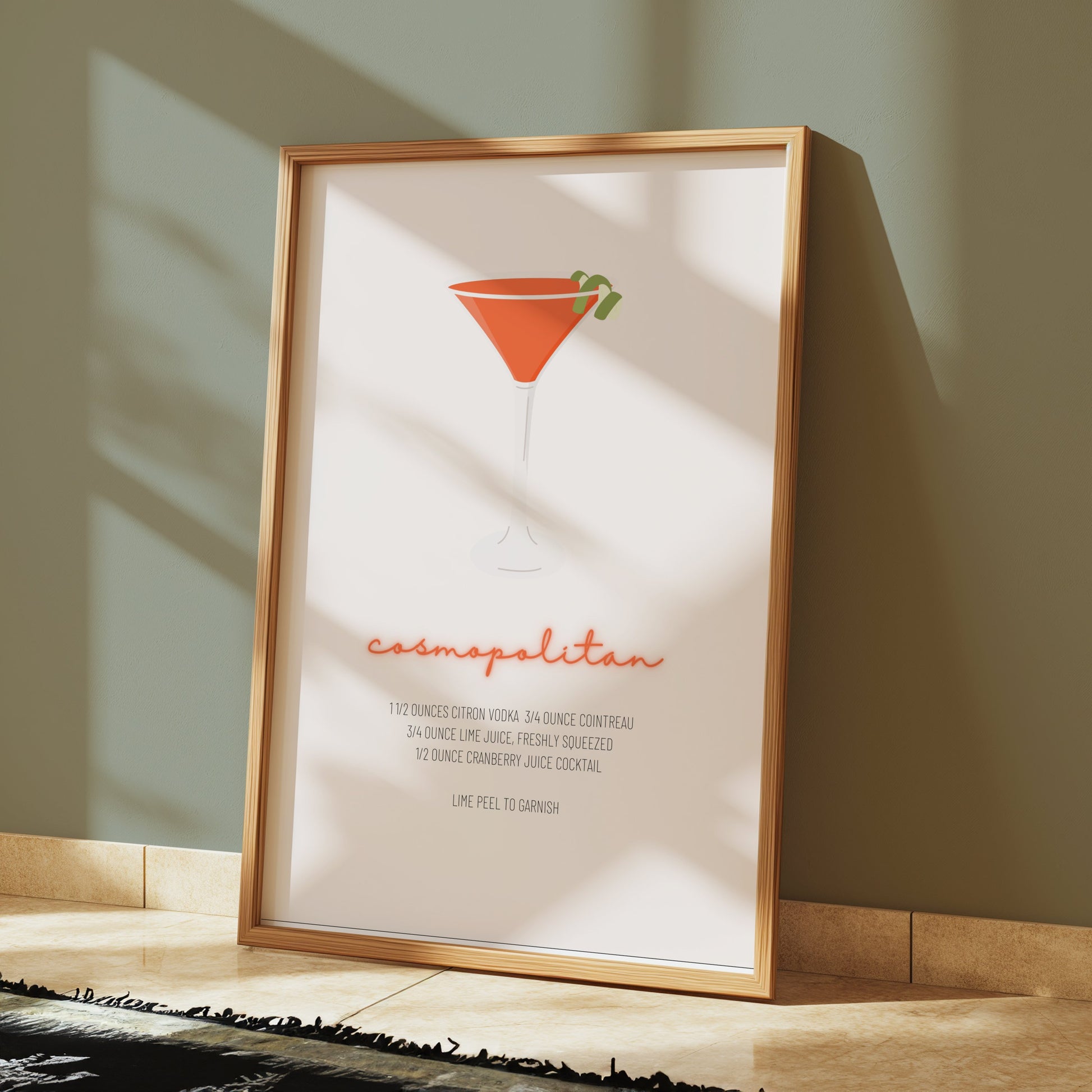 Premium Poster of Cosmopolitan Cocktail Recipe Wall Art Posters