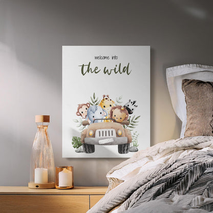Premium Poster of Welcome Into The Wild Nursery Wall Art Canvas Wraps