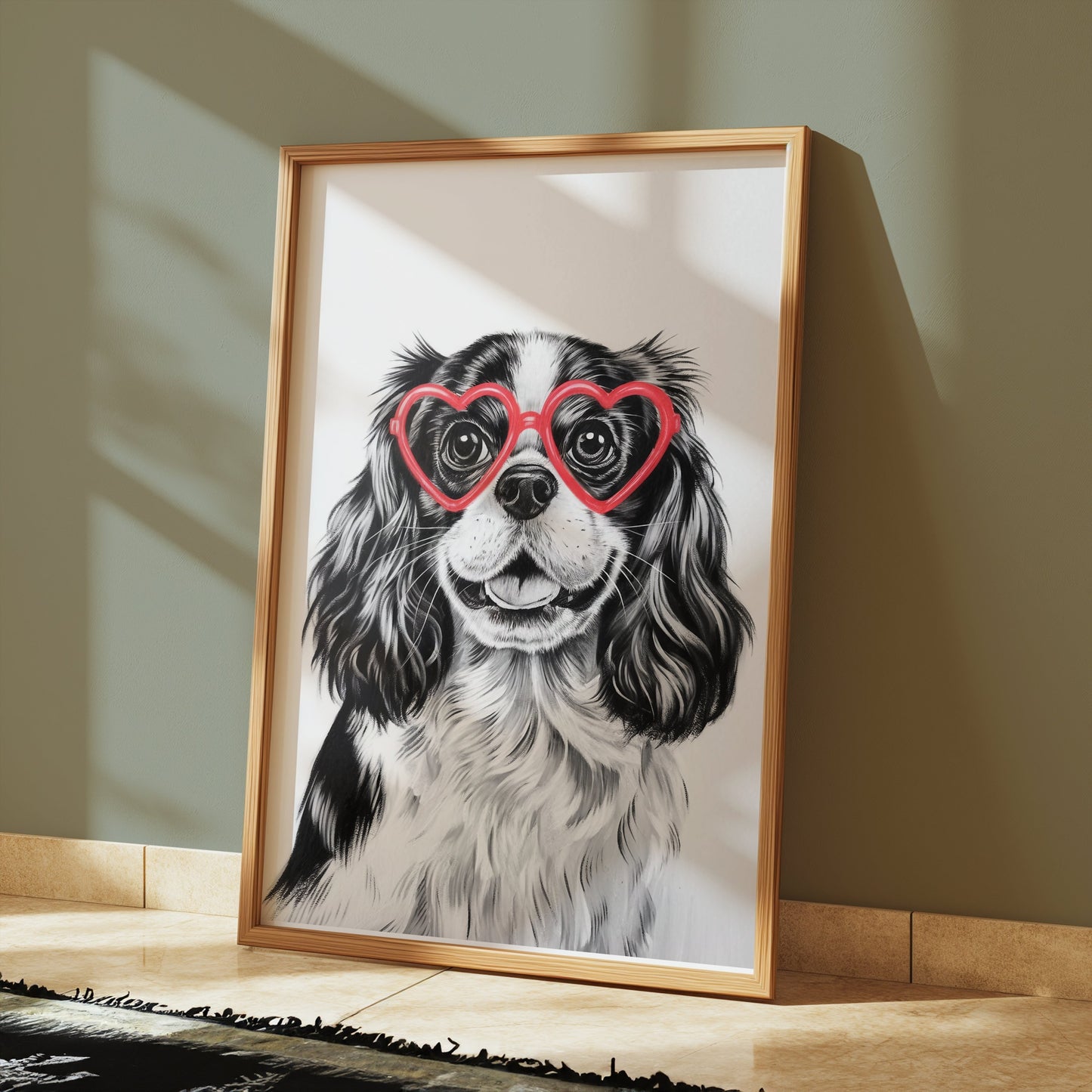 Premium Poster of Cute Dog with Heart Shaped Glasses Posters