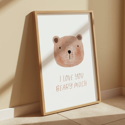 Premium Poster of I Love You Beary Much Cute Bear Illustration Posters
