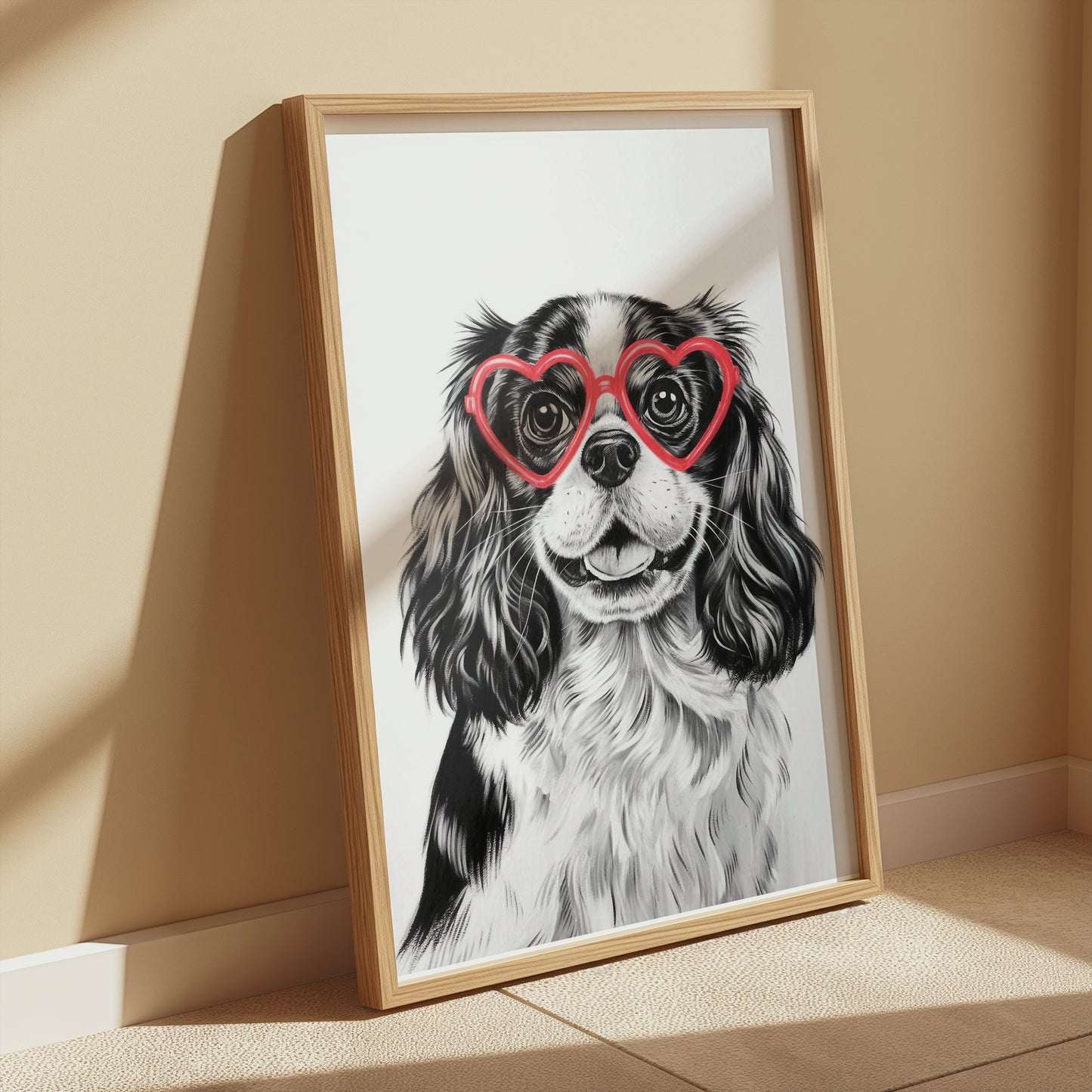 Premium Poster of Cute Dog with Heart Shaped Glasses Posters