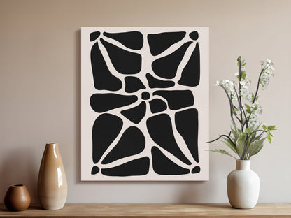 Premium Poster of Abstract Black and White Floral Wall Art Canvas Wraps