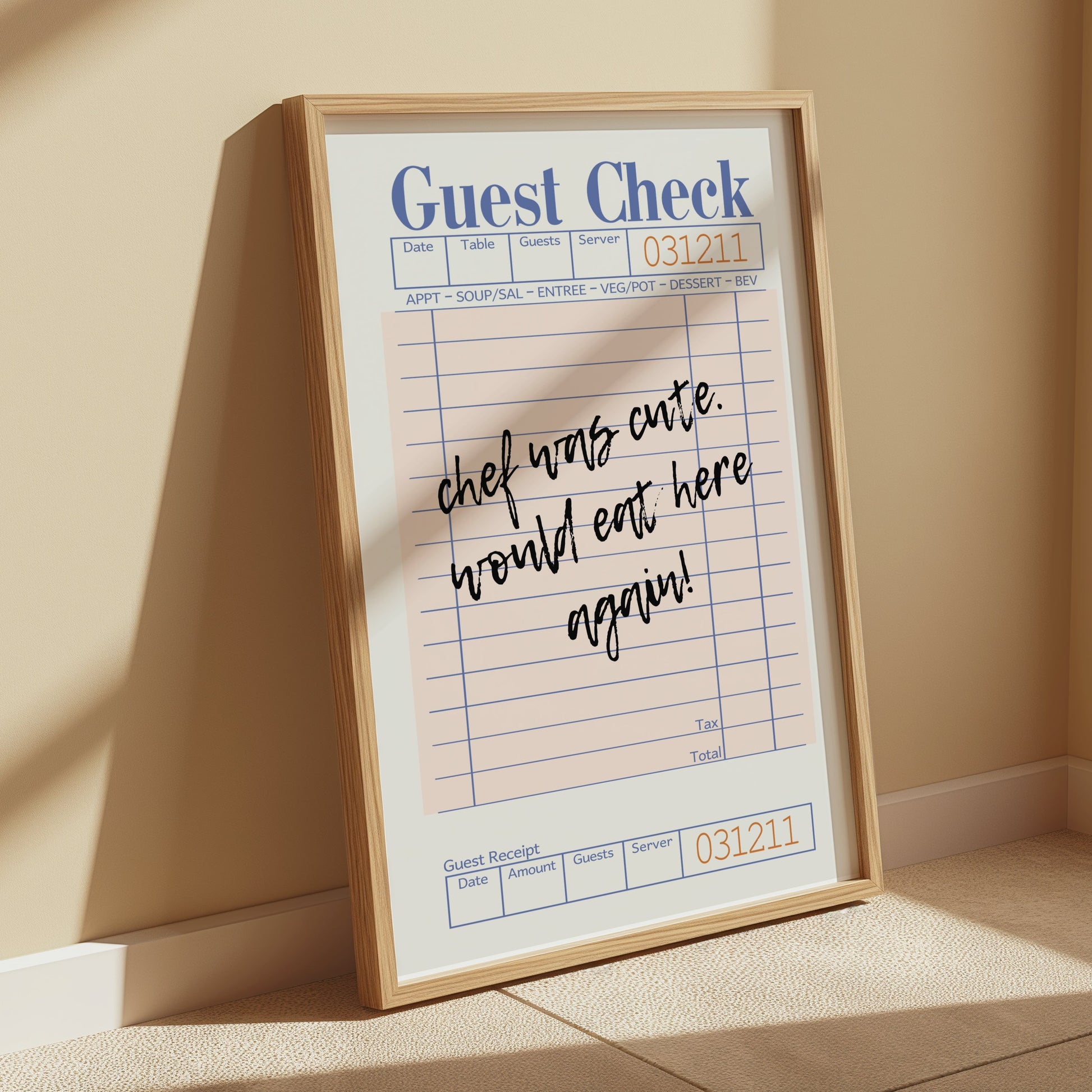 Premium Poster of Custom Message Retro Guest Check Art Decor Posters