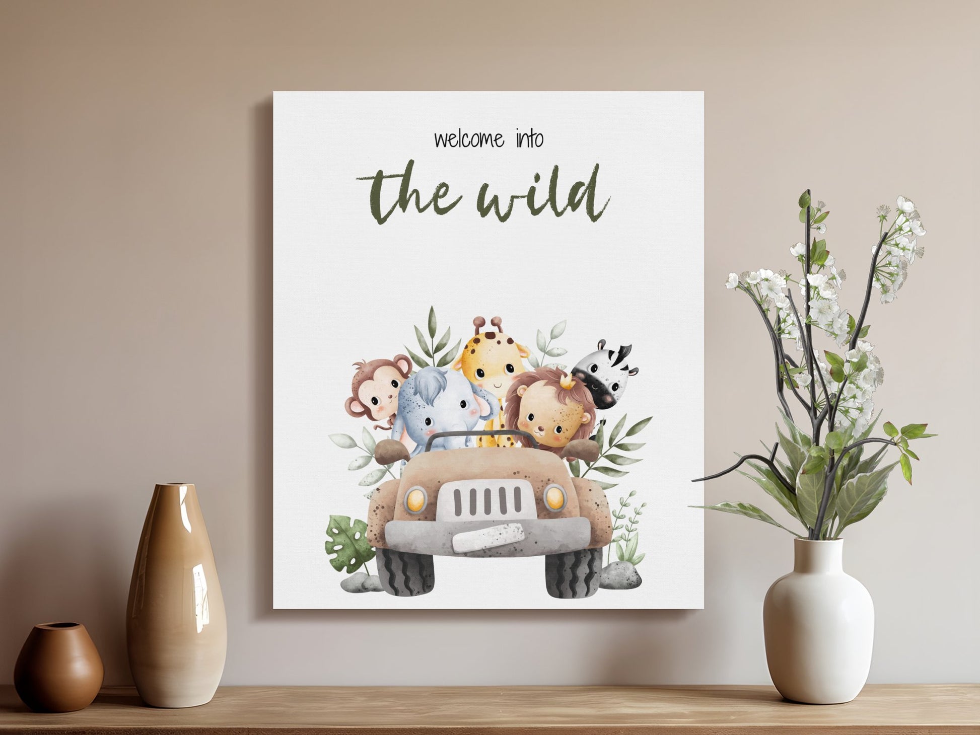 Premium Poster of Welcome Into The Wild Nursery Wall Art Canvas Wraps