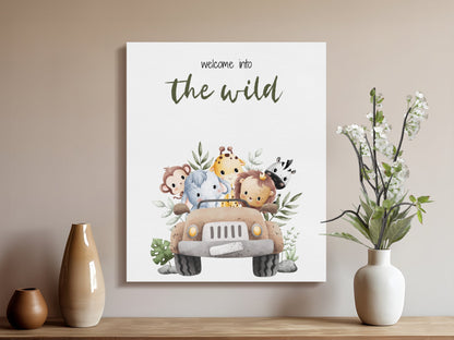 Premium Poster of Welcome Into The Wild Nursery Wall Art Canvas Wraps