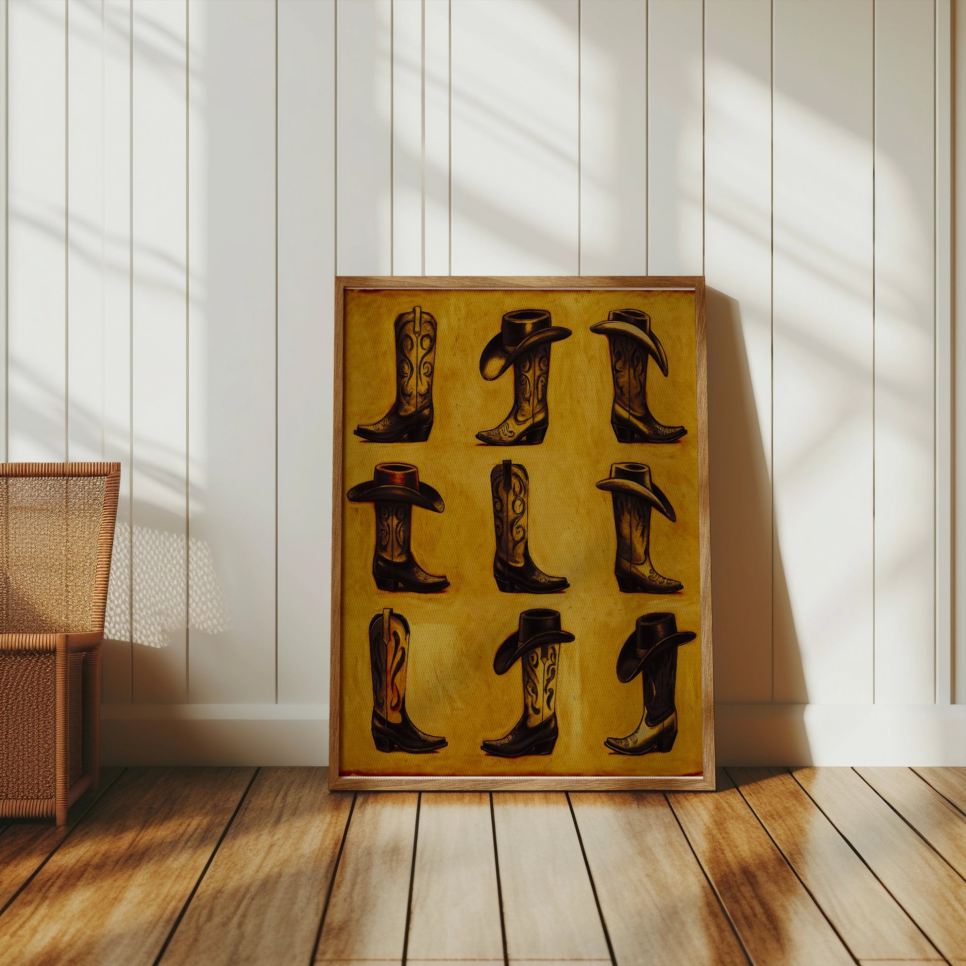 Premium Poster of Vintage Western Cowboy Hats and Boots Posters