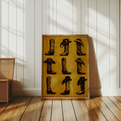Premium Poster of Vintage Western Cowboy Hats and Boots Posters