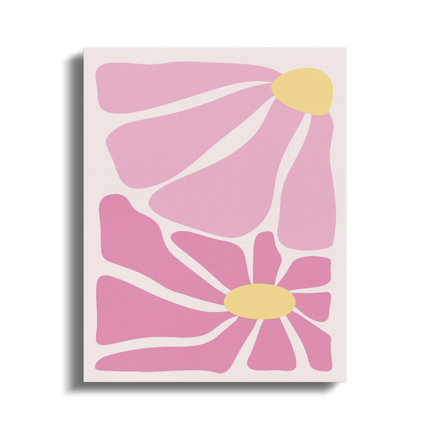 Premium Poster of Abstract Pink and Yellow Floral Wall Art Canvas Wraps