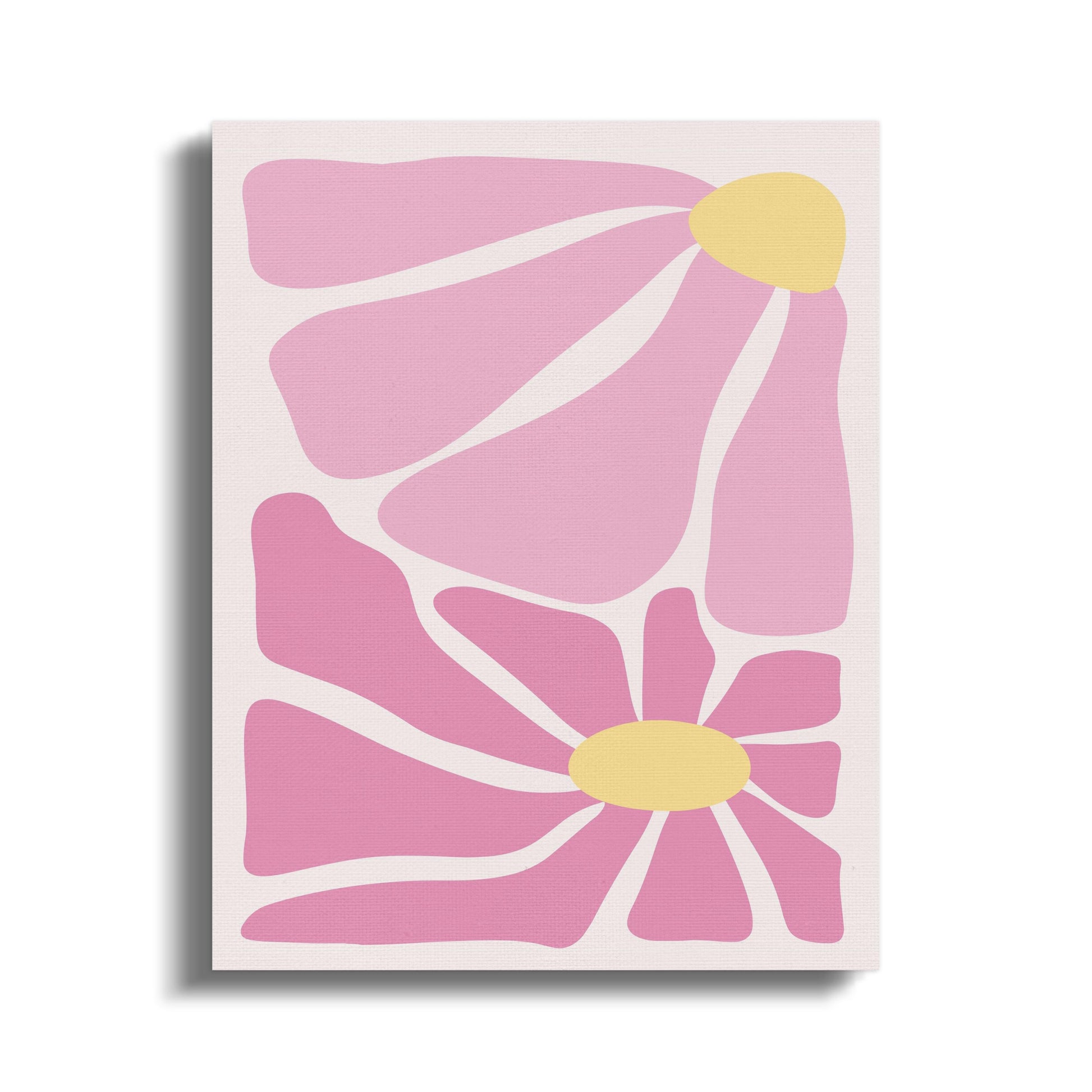 Premium Poster of Abstract Pink and Yellow Floral Wall Art Canvas Wraps