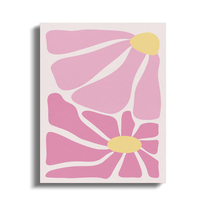 Premium Poster of Abstract Pink and Yellow Floral Wall Art Canvas Wraps