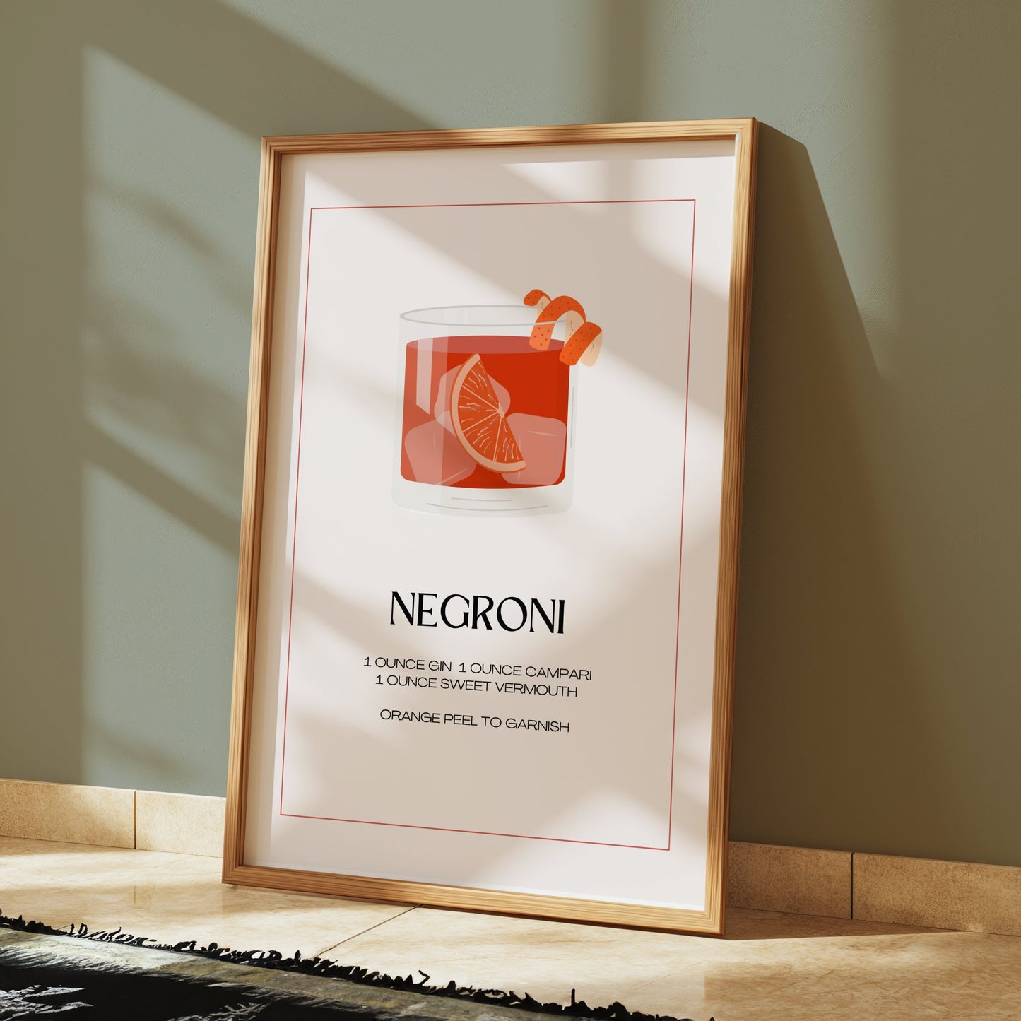 Premium Poster of Negroni Cocktail Recipe Art Print For Kitchen Posters