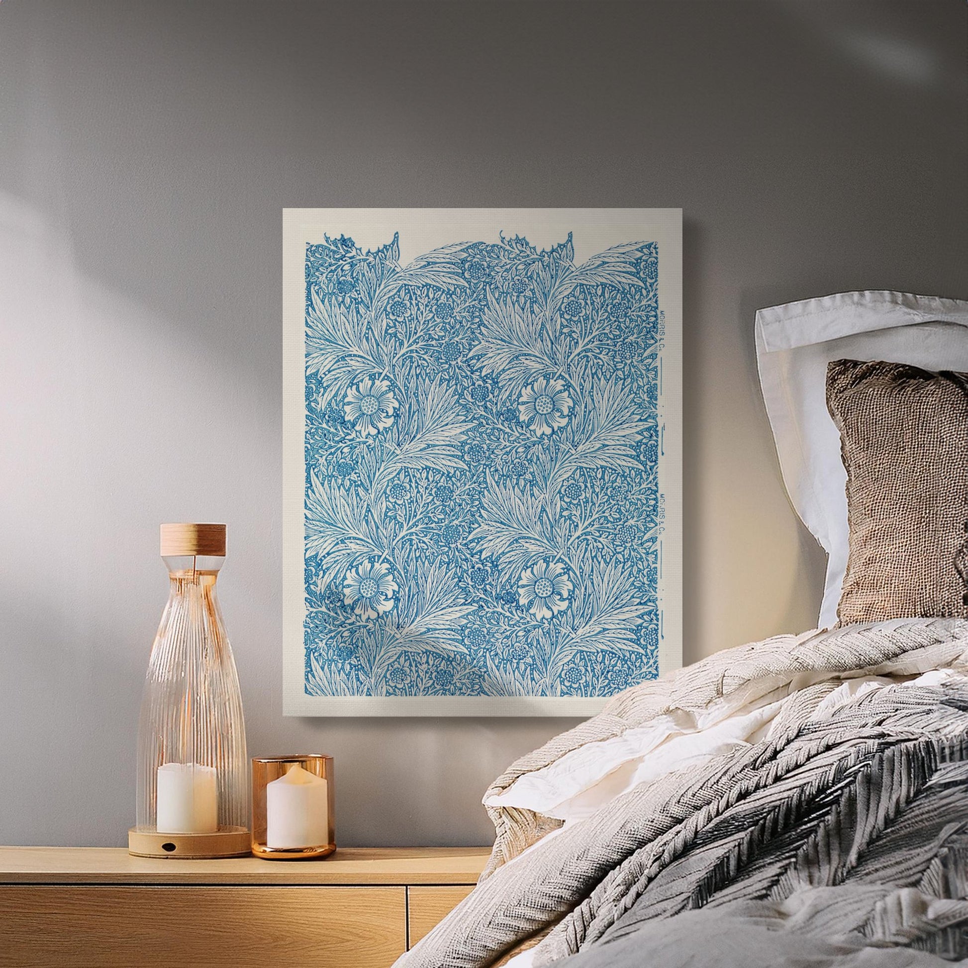 Premium Poster of William Morris Floral Pattern Blue Canvas Wraps