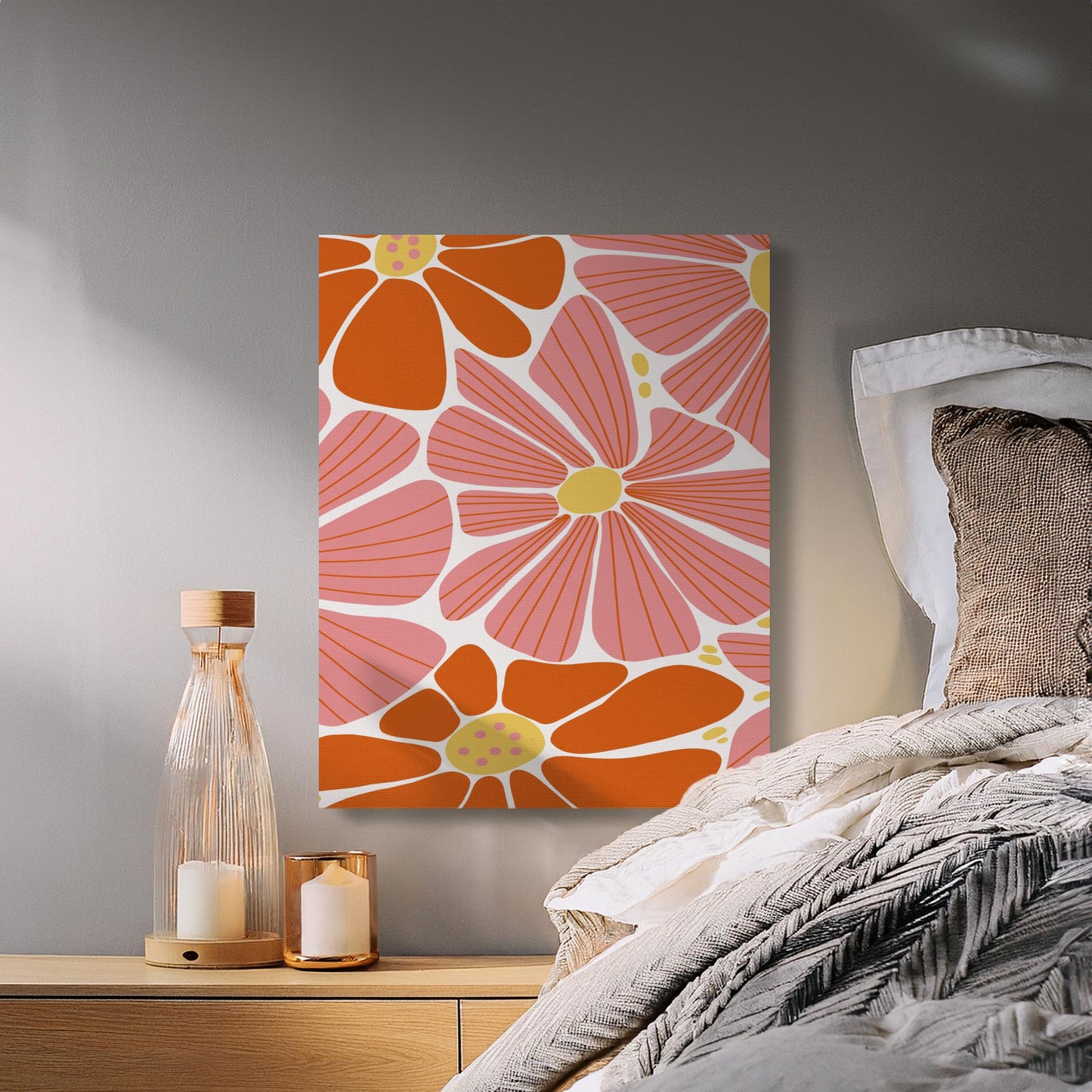 Premium Poster of Vibrant Abstract Floral Wall Art Canvas Wraps